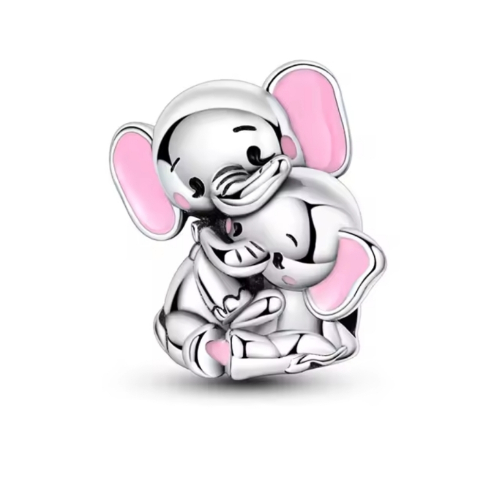 Silver and Pink Elephant Charm
